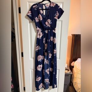 Miami Navy Floral Romper Dress